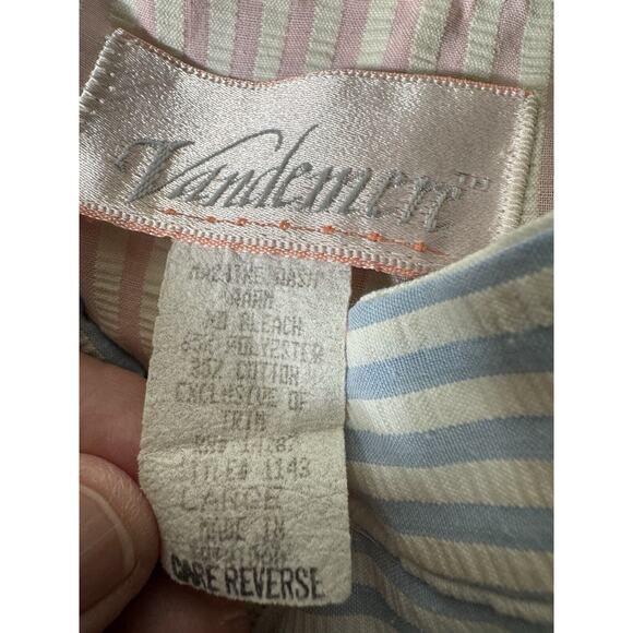 Vintage Vandemere Seesucker Pastel Striped Nightgown Robe House Coat Large Zip - Picture 6 of 6